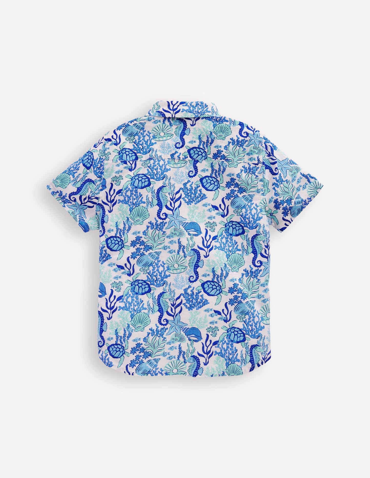 Cotton Linen Shirt-Blue Coral Cove