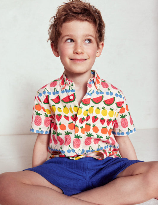 Cotton Linen Shirt-Fruit Stripe