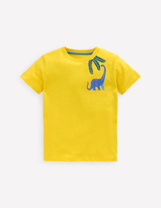 Front & Back Graphic T-shirt-Pineapple Yellow Dino